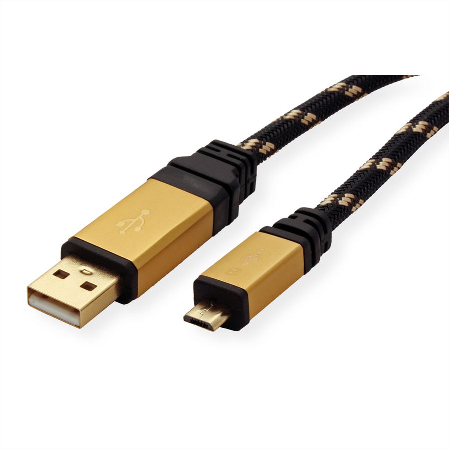 ROLINE GOLD USB 2.0 Kabel, Typ A ST - Micro B ST, 0,8 m