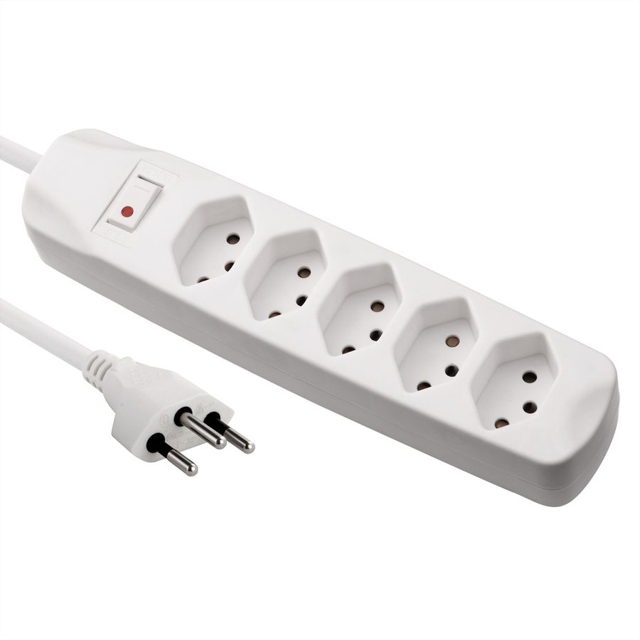 BLANK Steckdosenleiste, 5fach T13, mit Schalter, weiss