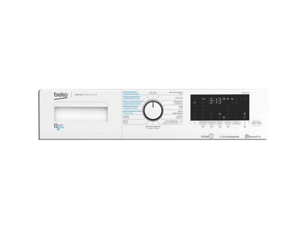 Beko Lave-linge séchant (2en1),5W8514CH1, W8kg/T5kg, SteamCure, 1'400U/min