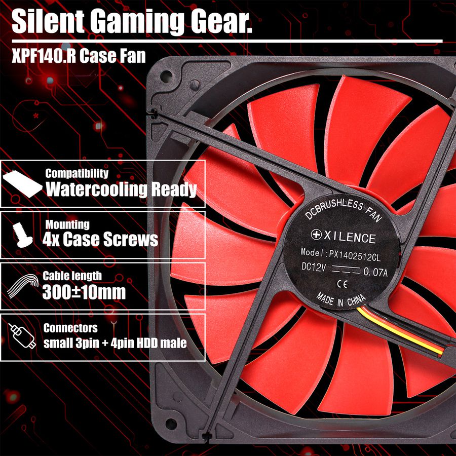 Xilence XPF140.R 140mm Performance Ventilateur de boîtier, 3PIN