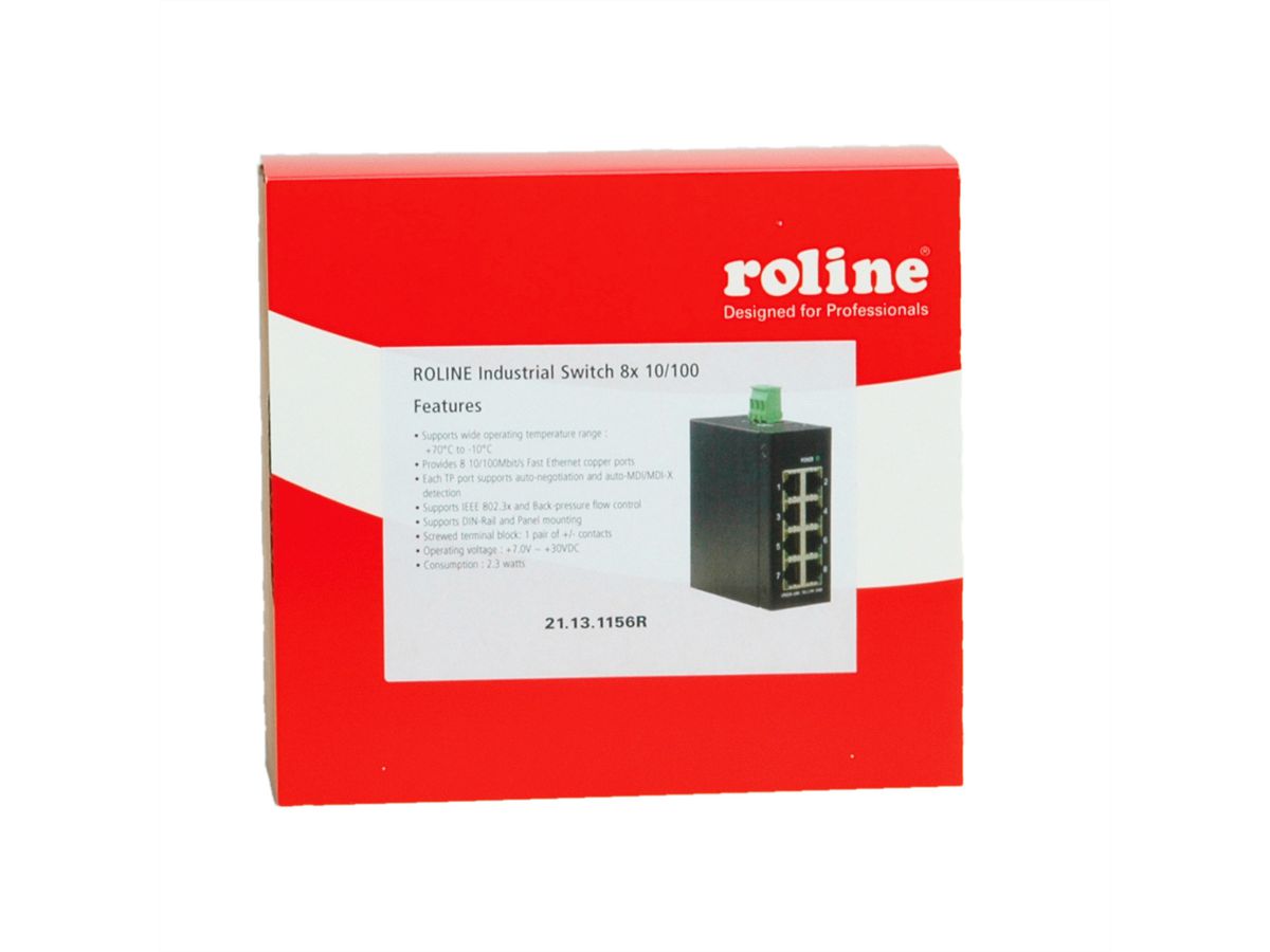 ROLINE Switch industriel 8 ports RJ-45 non administrable