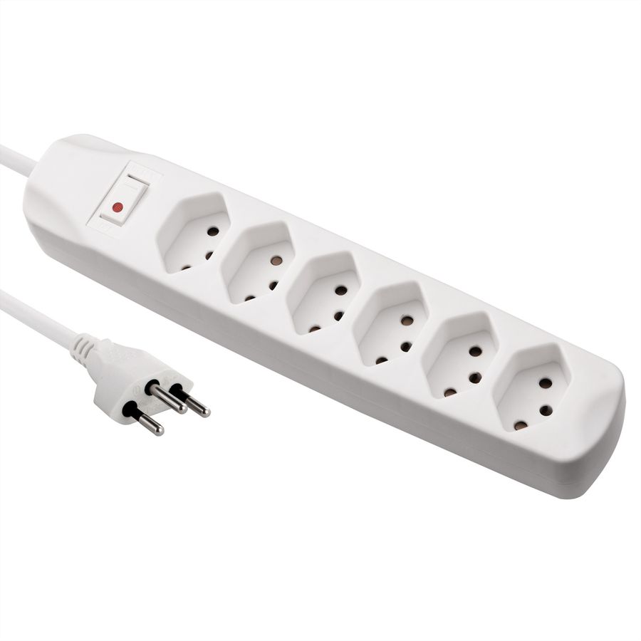 BLANK Steckdosenleiste, 6fach T13, mit Schalter, weiss