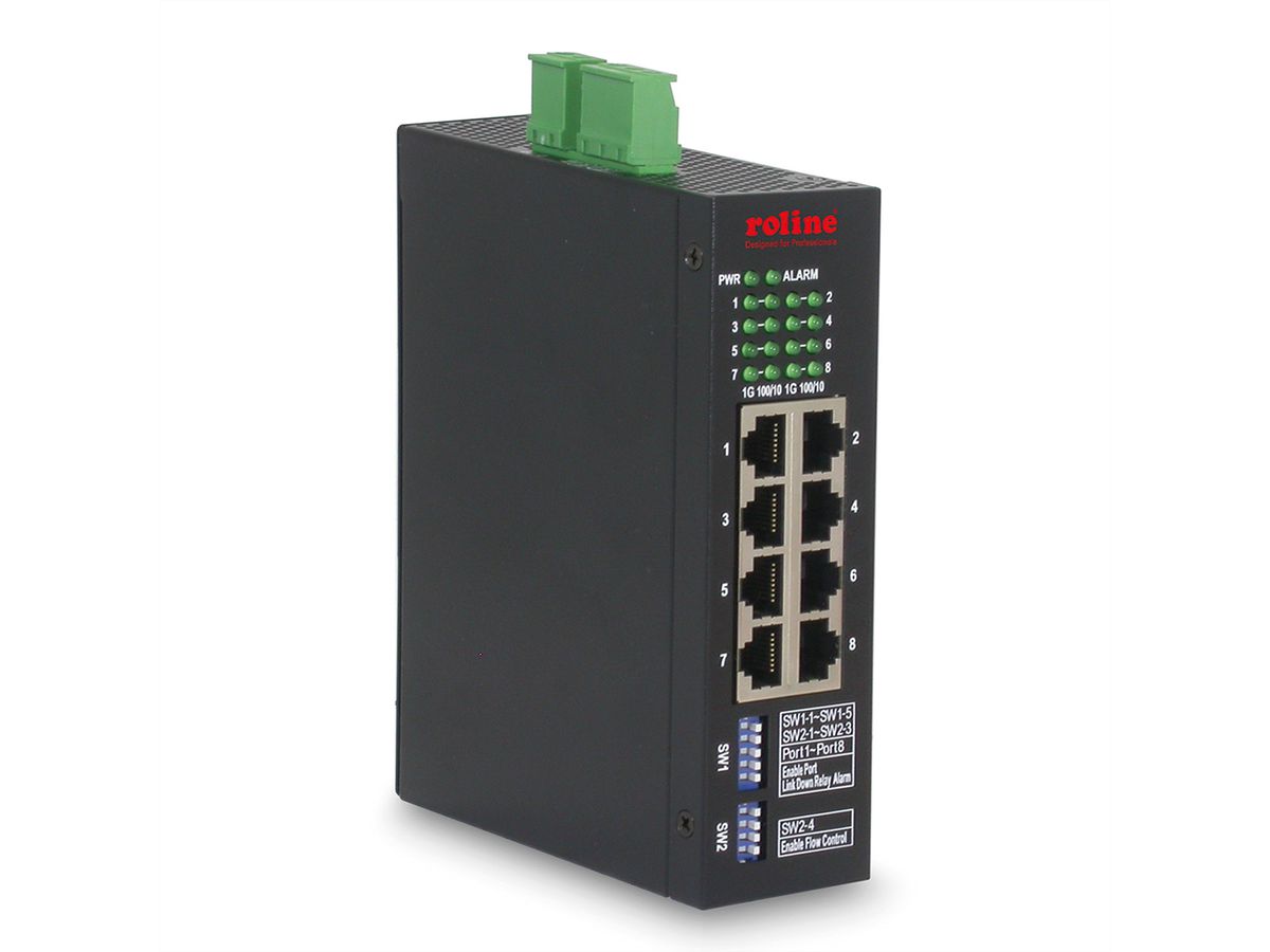 ROLINE Switch industriel Gigabit Ethernet, 8 ports, administré Web