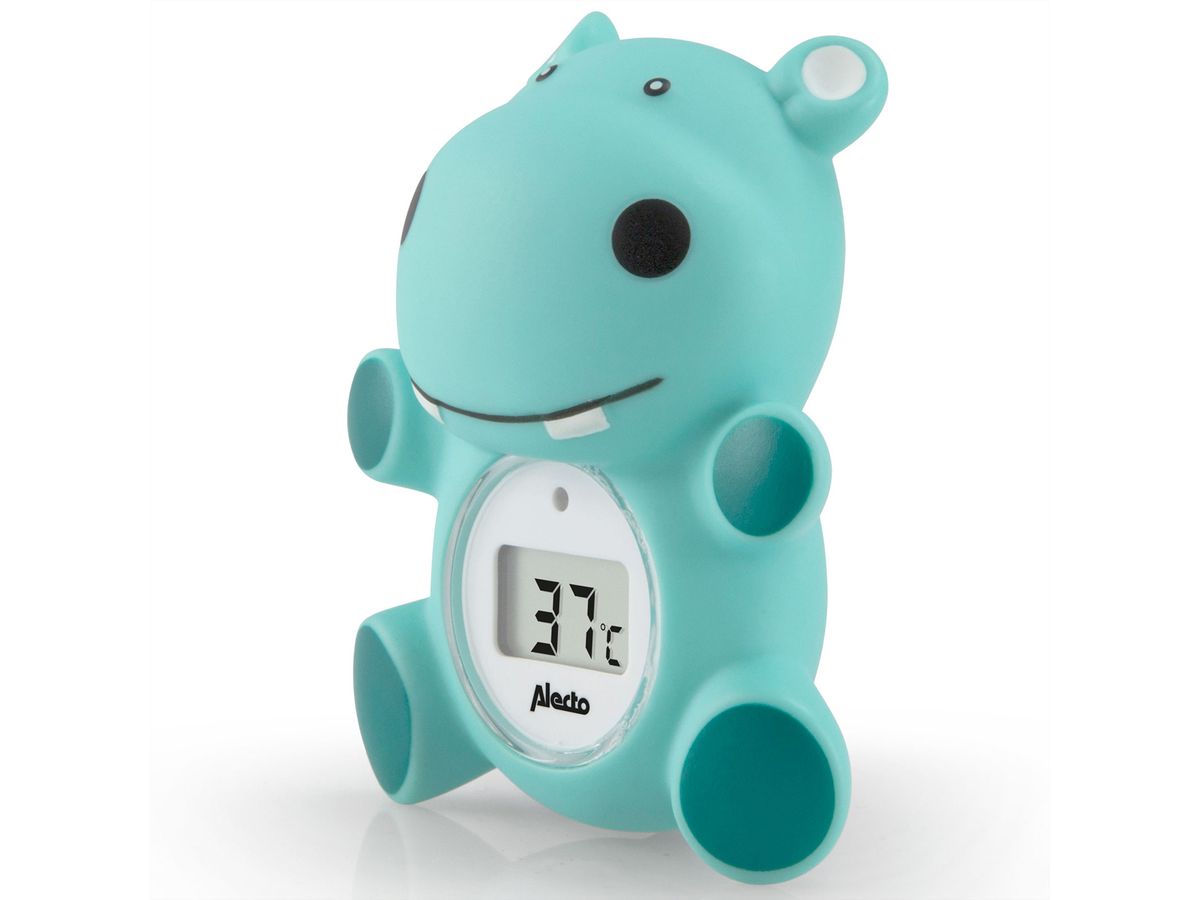 Alecto Baby Badethermometer und Raumthermometer BC-11 Hippo, Nilpferd, grün