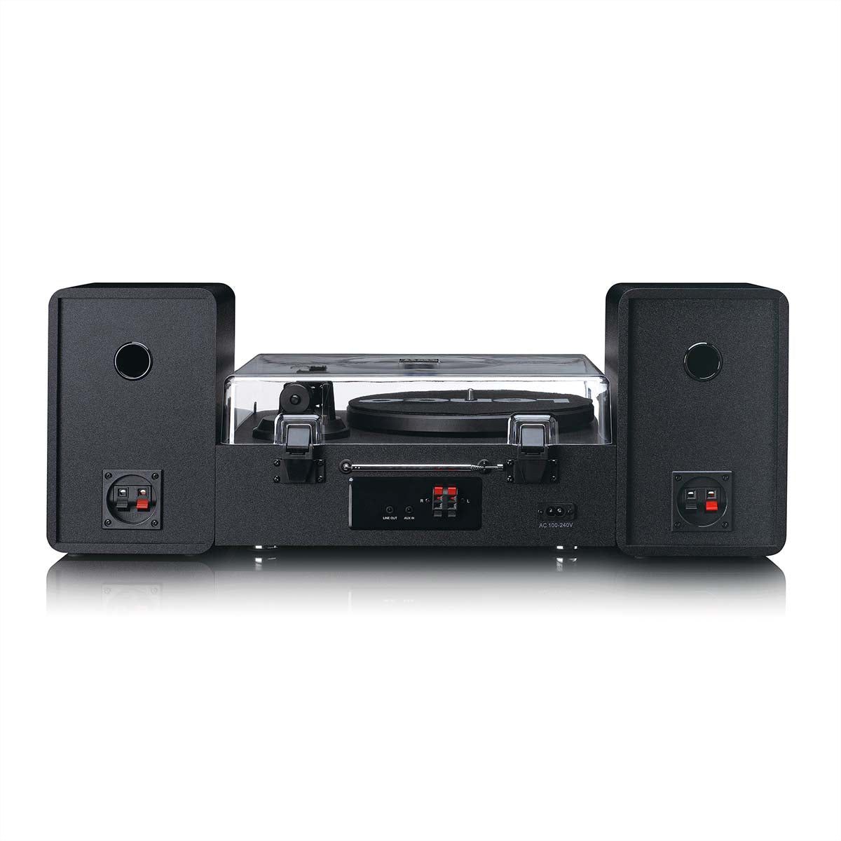 Lenco MC-760BK - Chaîne hi-fi stéréo avec platine vinyle et haut-parleurs, CD, MP3, BT, USB, RC