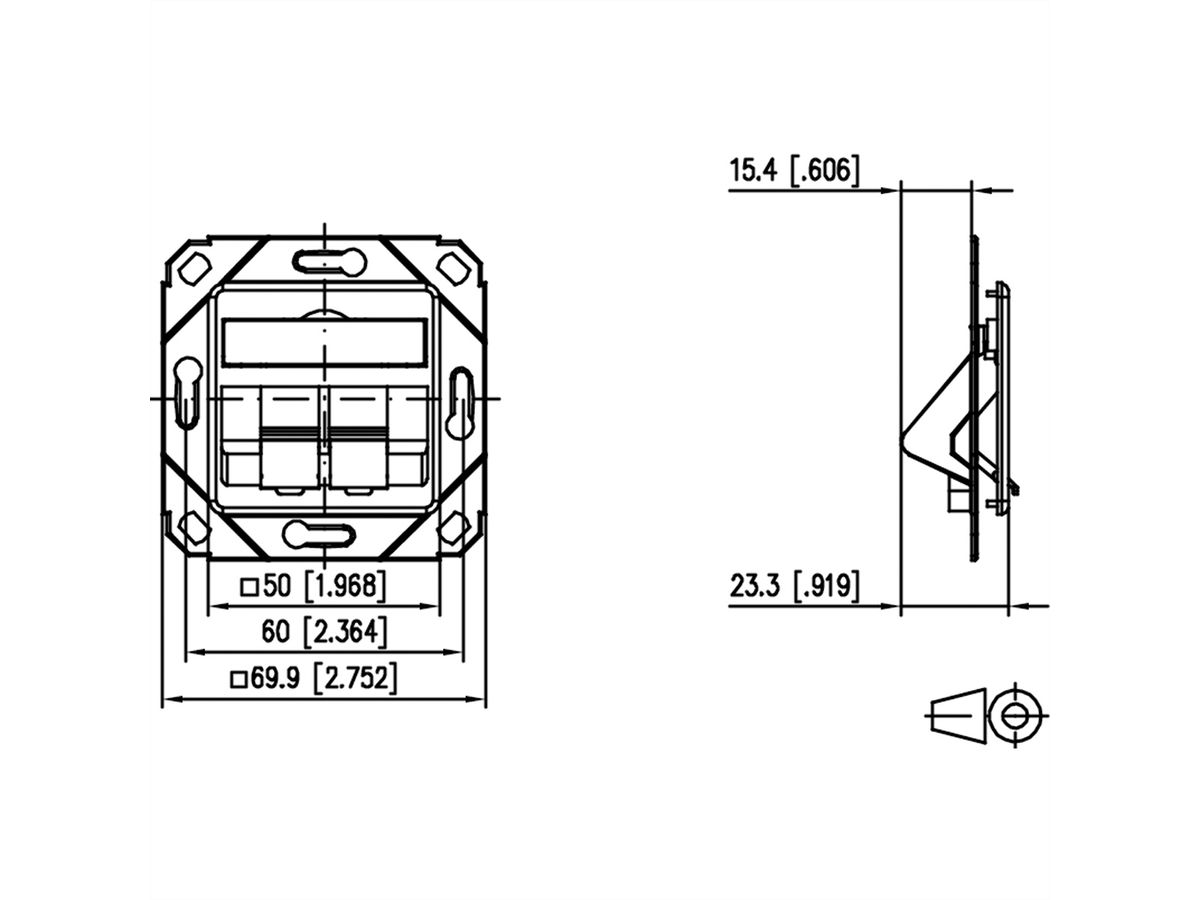 METZ CONNECT Keystone boîtier de raccordement encastrement dans les canalisations 2 port non équipé blanc pur