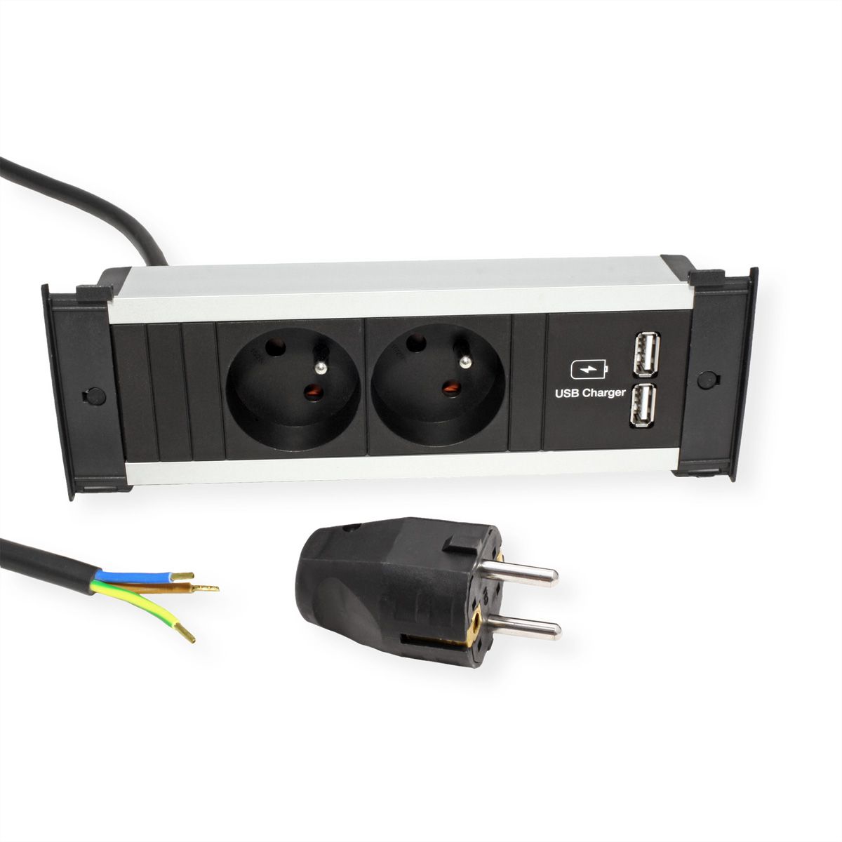BACHMANN KAPSA S 2xUTE 1xUSB Charger Strom 2,0m CEE7/7
