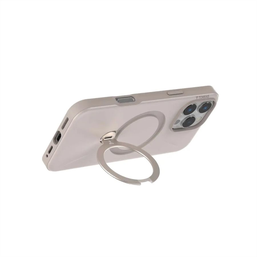 Torras Ostand 360° Spin Fusion Case, iPhone 16 Pro, MagSafe, beige