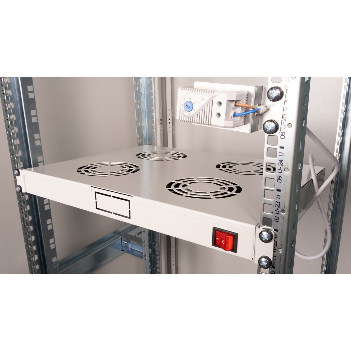 ROLINE 19-Zoll Lüftereinheit 4 Lüfter, Thermostat grau
