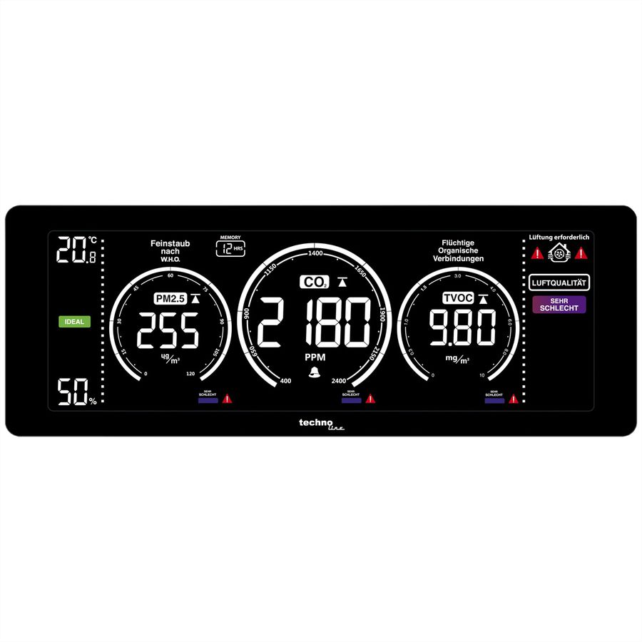 Technoline Luftgütemonitor WL 1035, Thermo-Hygro, PM2.5, TVOC, CO2
