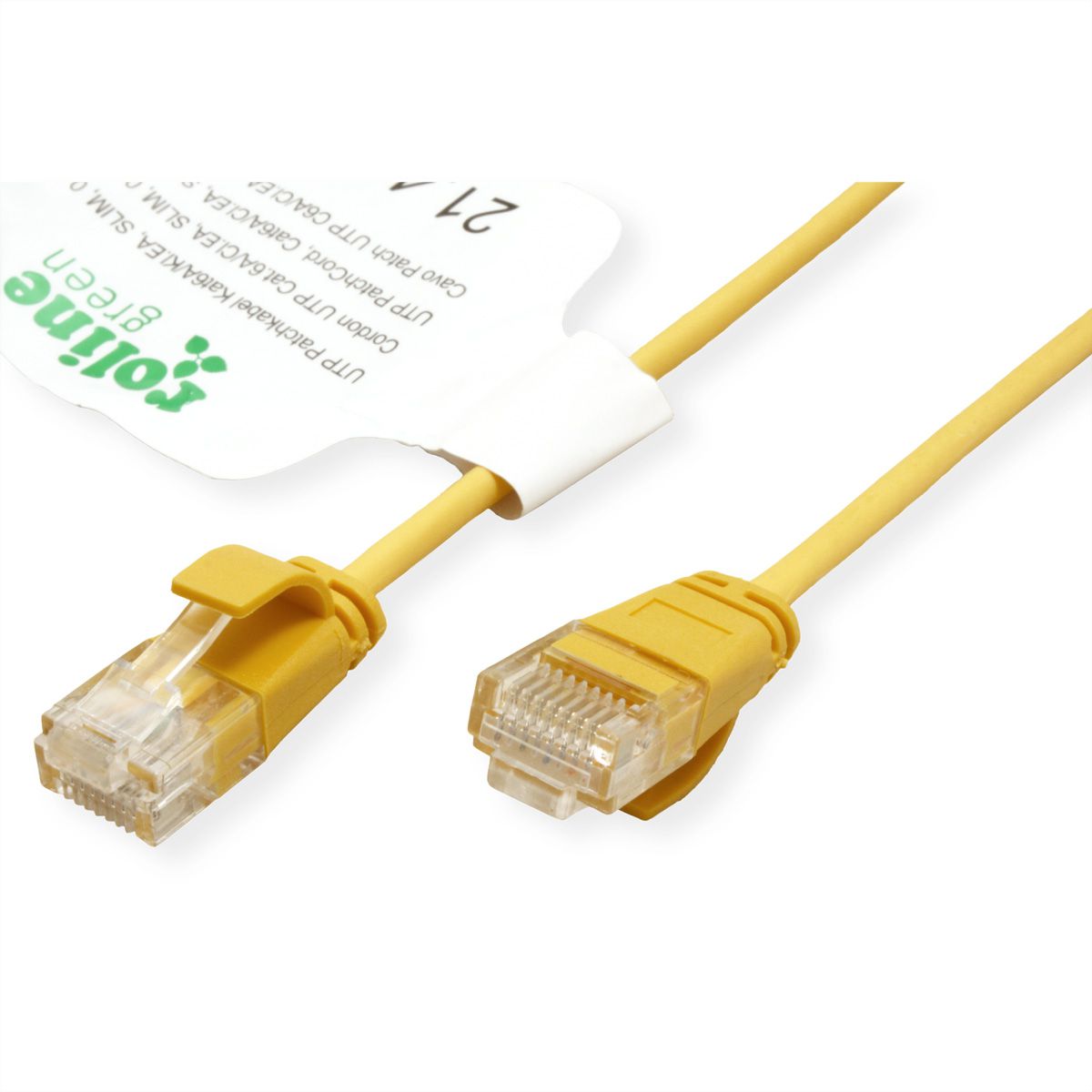 ROLINE GREEN UTP Patchkabel Cat.6A (Class EA), LSOH, slim, gelb, 2 m