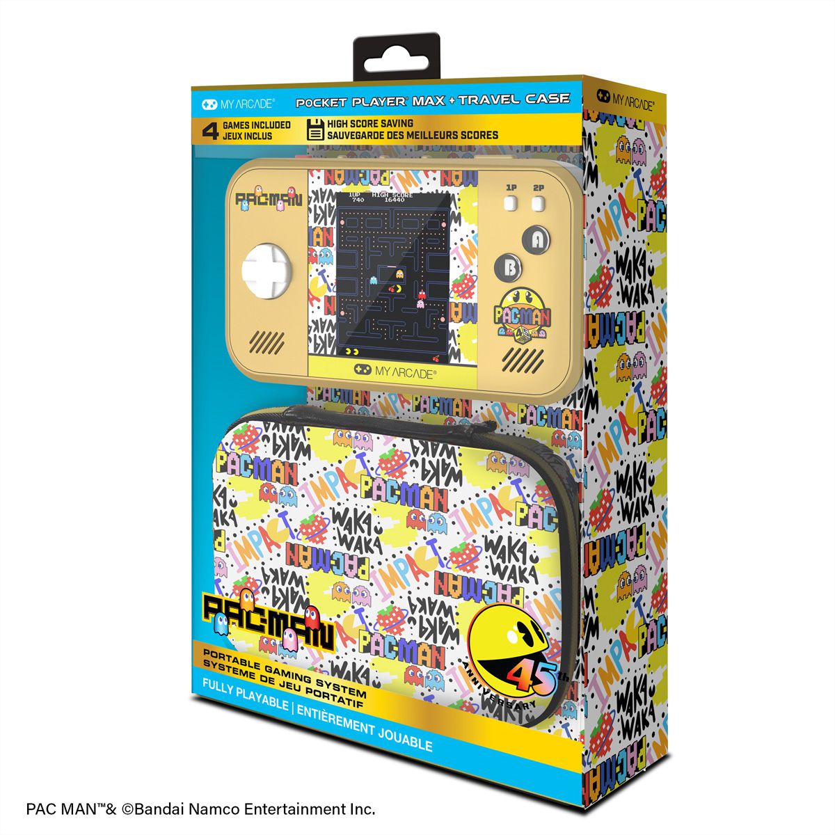 My Arcade PAC-MAN 45th Pocket Player Max, Pocket Player, 5 Spielvarianten, 3.5" Display