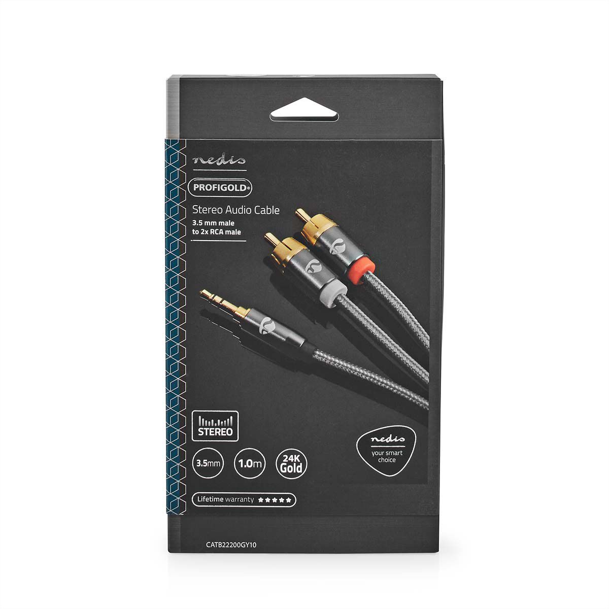 Nedis Stereo-Audiokabel, 1x Klinken ST, 2x Cinch ST, grau, 1 m