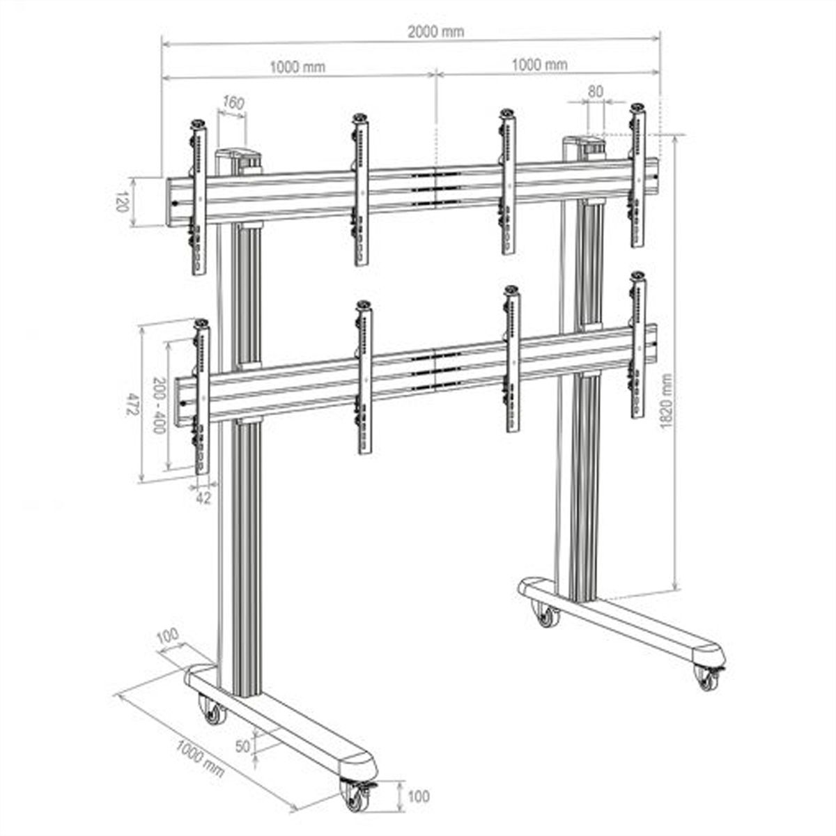 Hagor Wandhalterung HA-VWT 2 x 2 Landscape, Videowall-Trolley