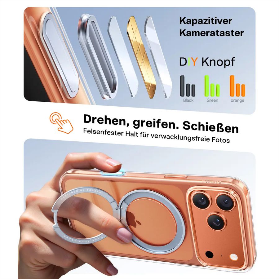 Torras Upro Ostand Schutzhülle, iPhone 17 Pro, MagSafe, transparent