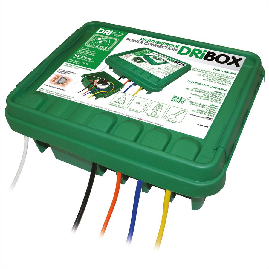 Dri Box Kabelverstauung gross, IP55, 5x Kabeleinführung, grün