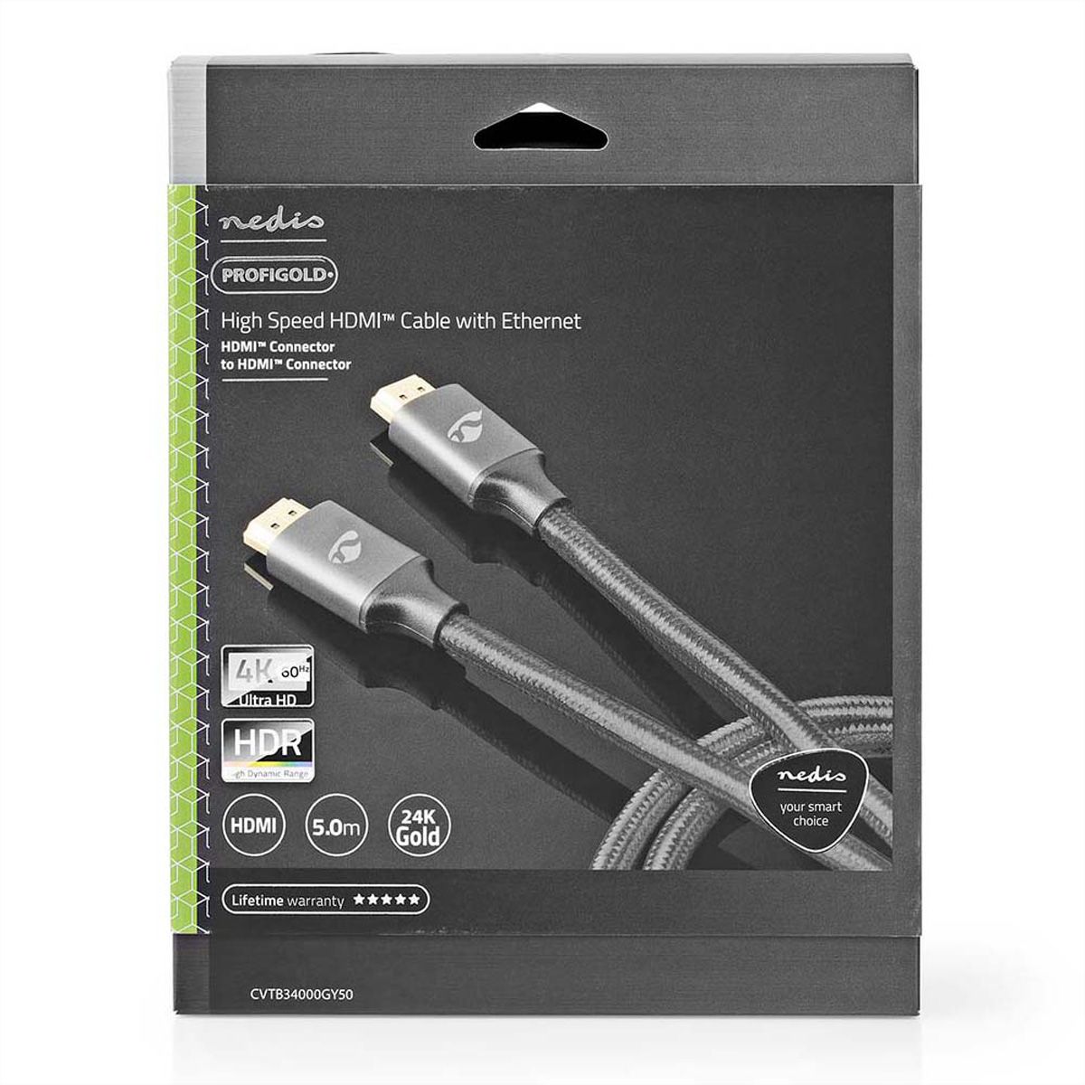 Nedis HDMI High Speed Kabel mit Ethernet, grau, 5 m
