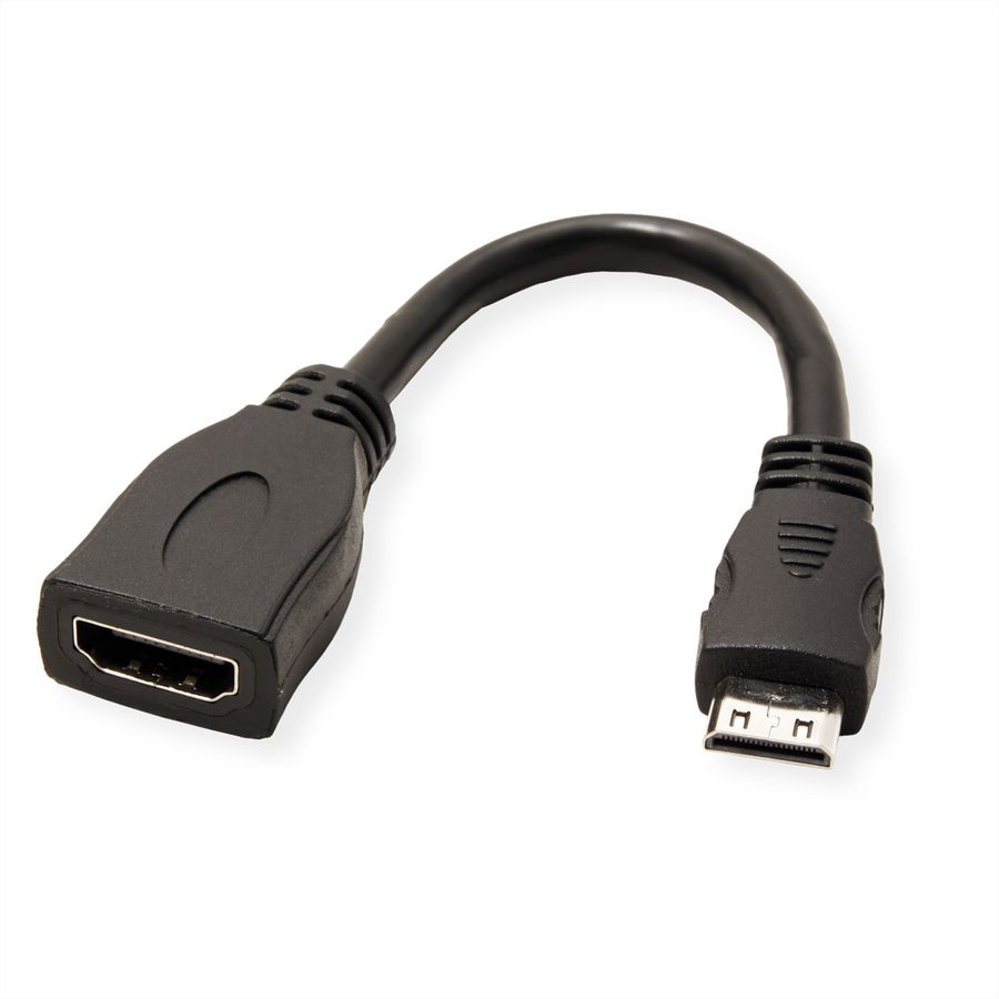 VALUE Câble HDMI High Speed avec Ethernet, HDMI F - Mini HDMI M, 0,15 m
