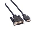 ROLINE Câble de raccordement pour écran DVI (18+1) M /HDMI M, noir, 1,5 m