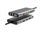VALUE USB-C Dockingstation, 2x 4k HDMI, DP, VGA, Gigabit Ethernet, 2x USB-C, 2x USB-A, PD