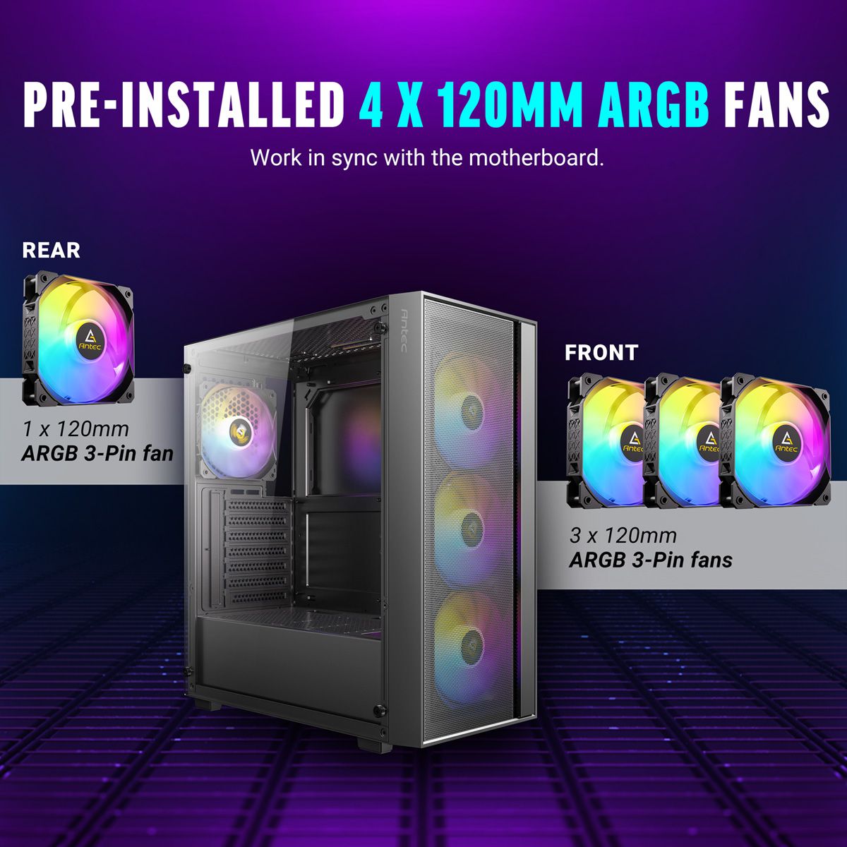 ANTEC AX65 ARGB Boîtier PC Midi Tower Gaming ATX, noir
