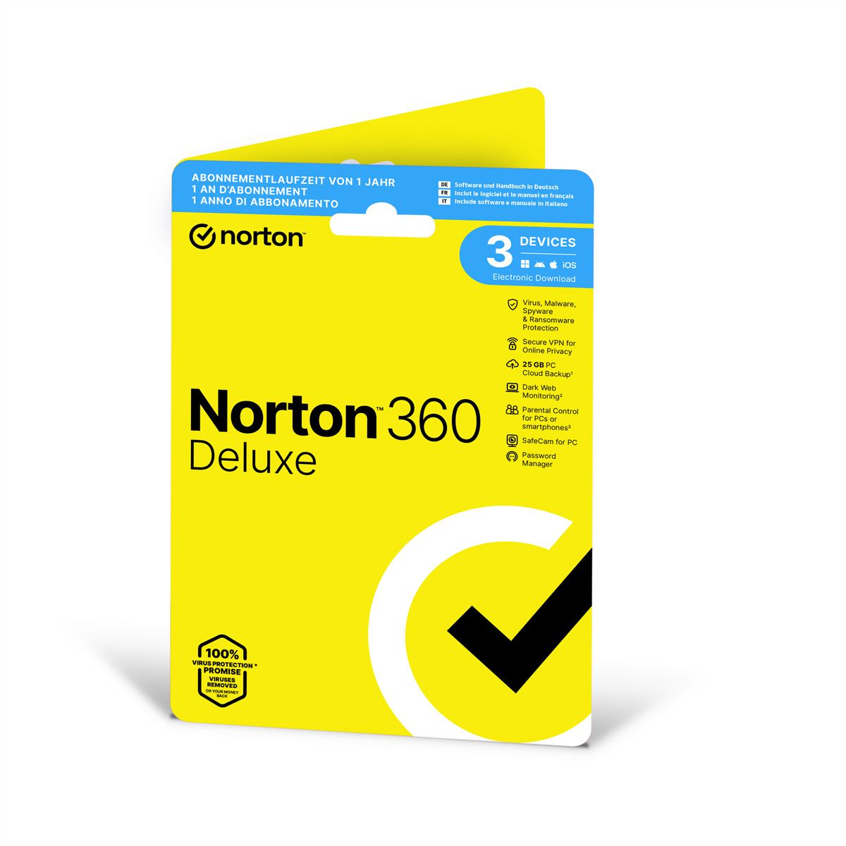 Norton 360 Deluxe 3 Device, 25GB, 12 Mois