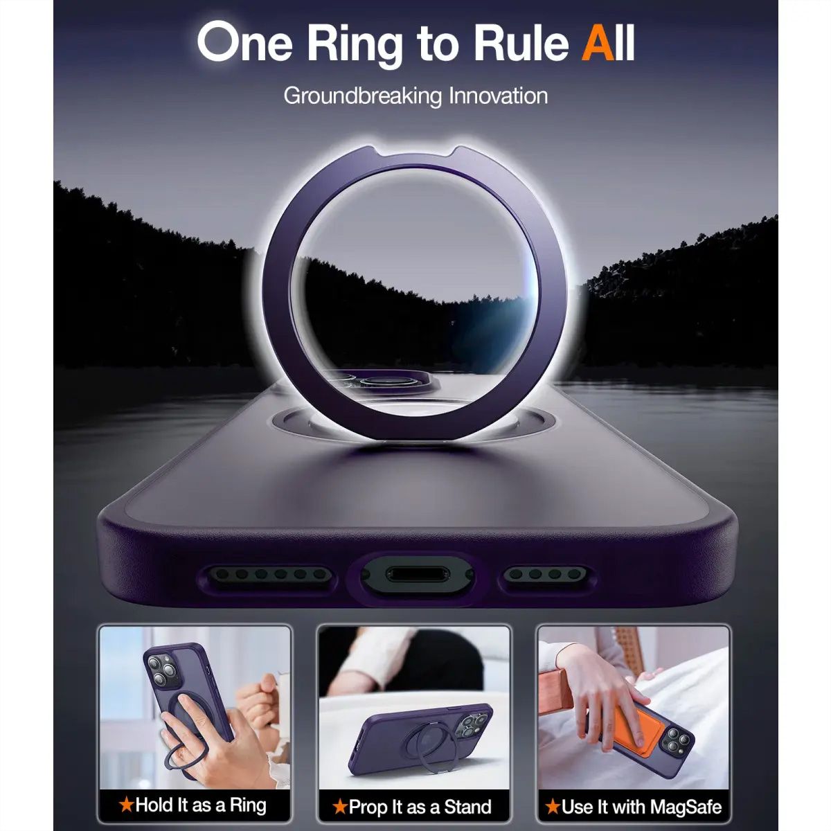 Torras UPRO Ostand Pro Case, iPhone 14 Pro, MagSafe, violet