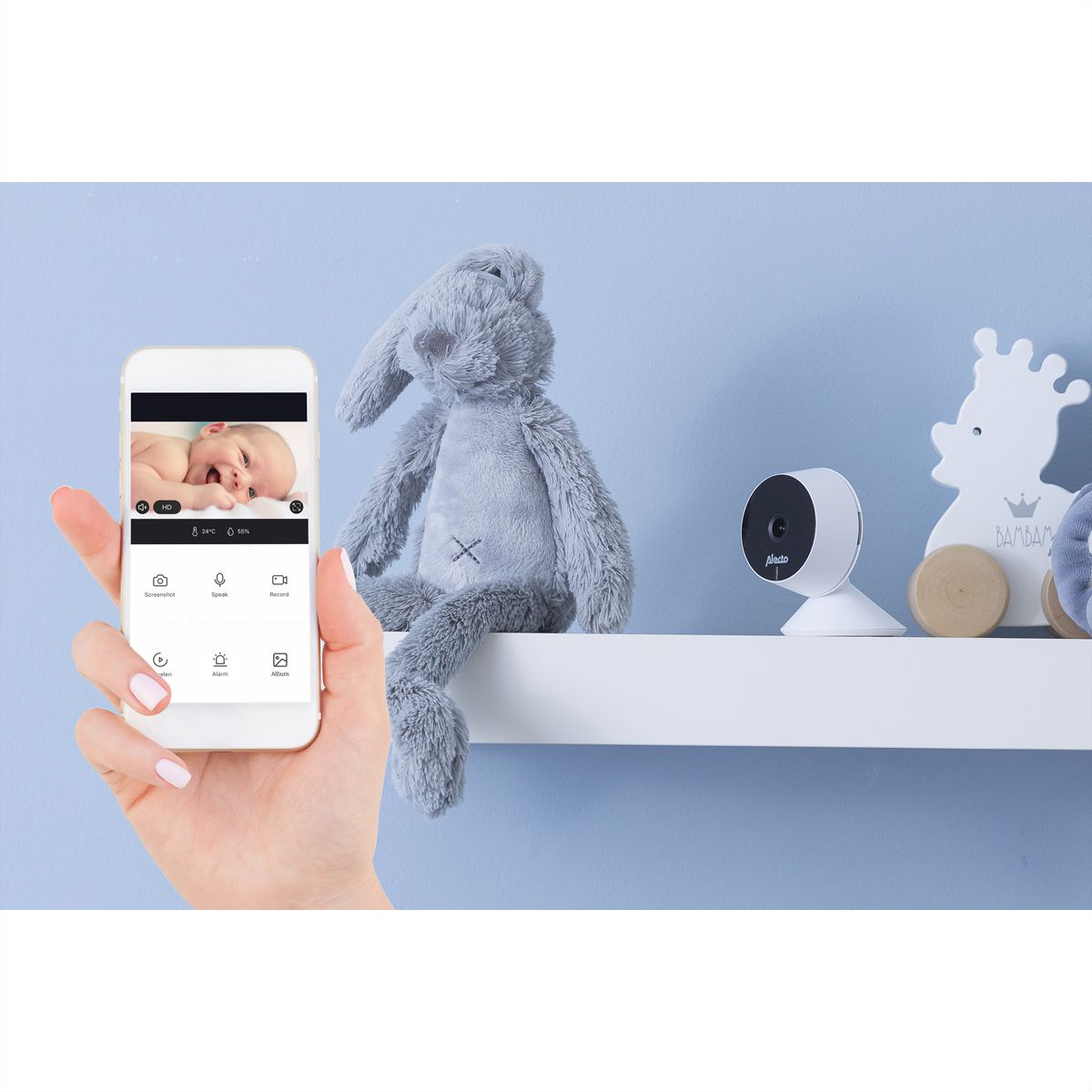 Alecto SMARTBABY5 - Babyphone Wi-Fi avec caméra, Blanc