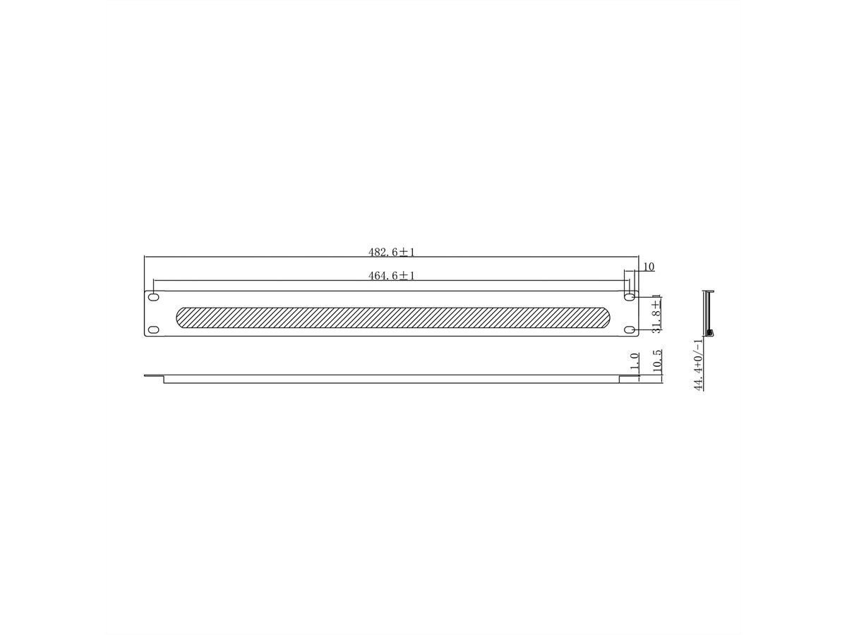 VALUE Passe-câbles 19" 1 UH, avec protection des bords, acier, noir