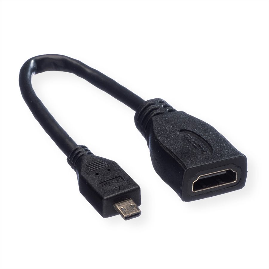 VALUE Câble HDMI High Speed avec Ethernet, HDMI F - Micro HDMI M, 0,15 m