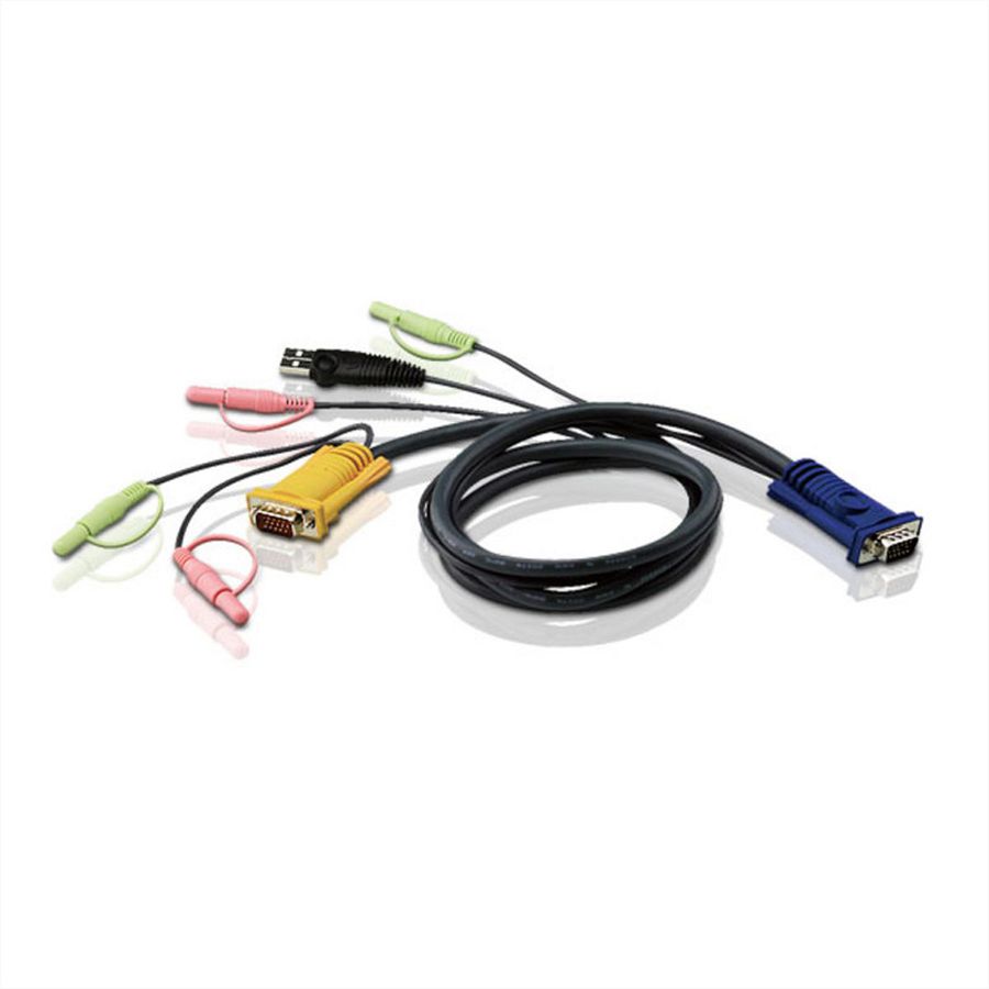 ATEN 2L-5303U Câble KVM VGA, USB et Audio, noir, 3 m