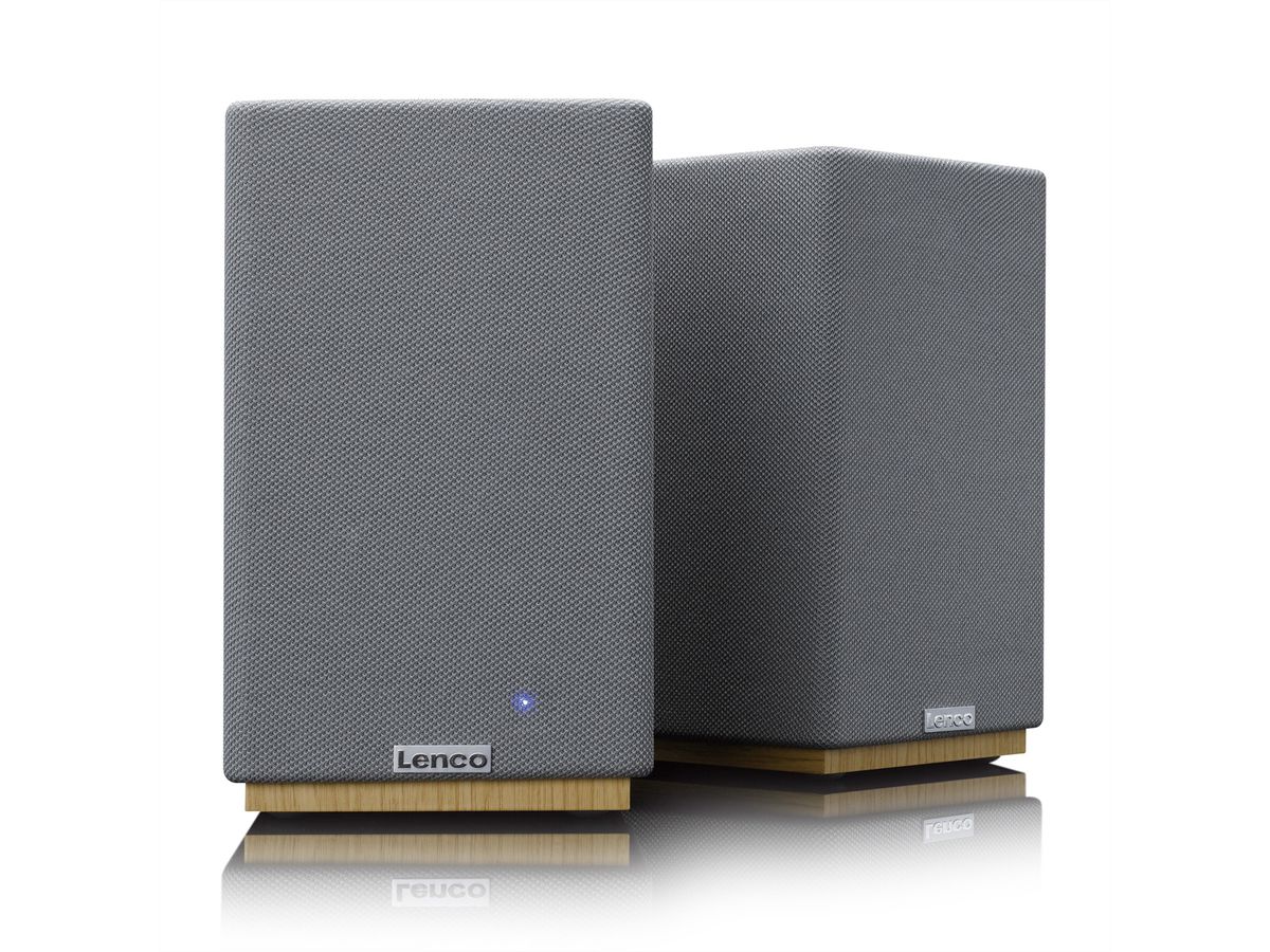 Lenco Haut-parleur actif, 2x40W, bois,, BT, opt.In, USB, AUX, SUB-Out, IR-FB.