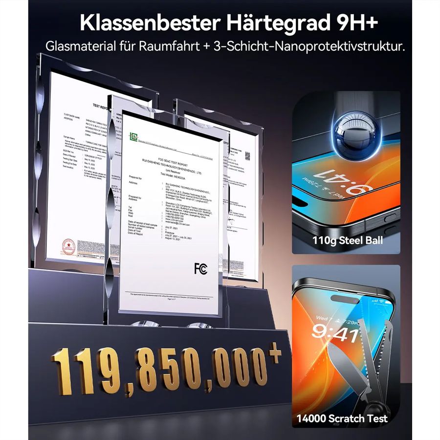 Torras Displayschutz Install Master, iPhone 16 Pro Max, transparent