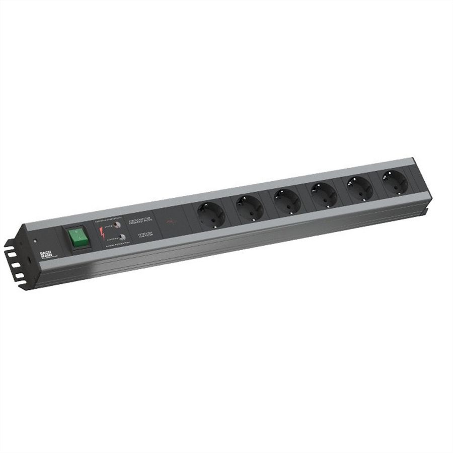 BACHMANN Handwerkerleiste 6x Schutzkontakt, Gerätevollschutz, Schalter, 2 m