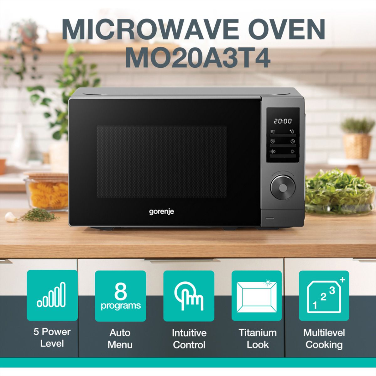 Gorenje Mikrowelle MO20A3T4, 700W, 20L