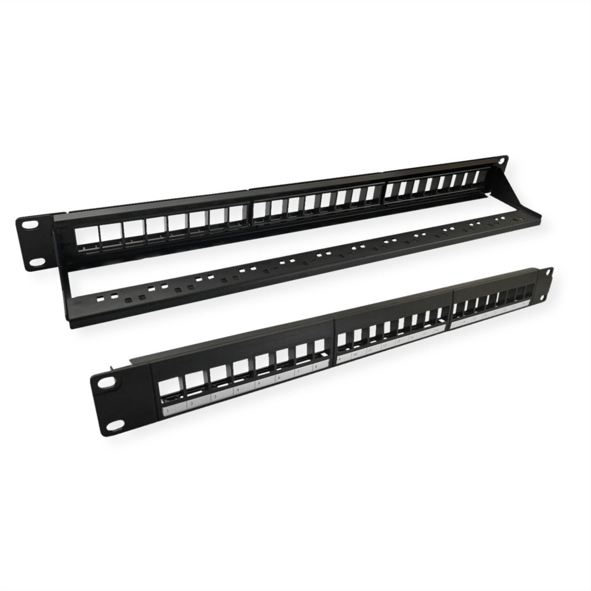 VALUE 19-Zoll-Keystone-Modulträger, 24 Ports, 1HE, ungeschirmt, schwarz