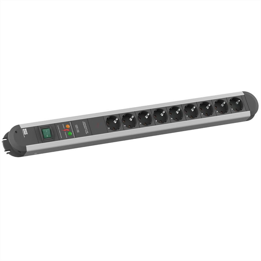BACHMANN Multiprise Primo 9x protection totale appareil et interrupteur, Chargeur USB 60W 1xABD 0,2m GST18 INOX, 1,75 m