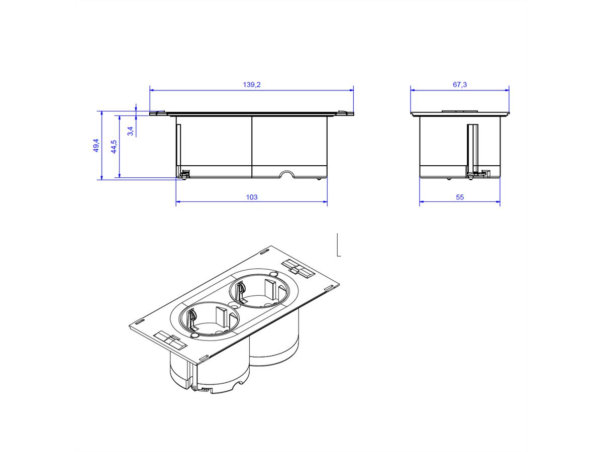 BACHMANN DUE 2xCEE7/3, noir, 2 m