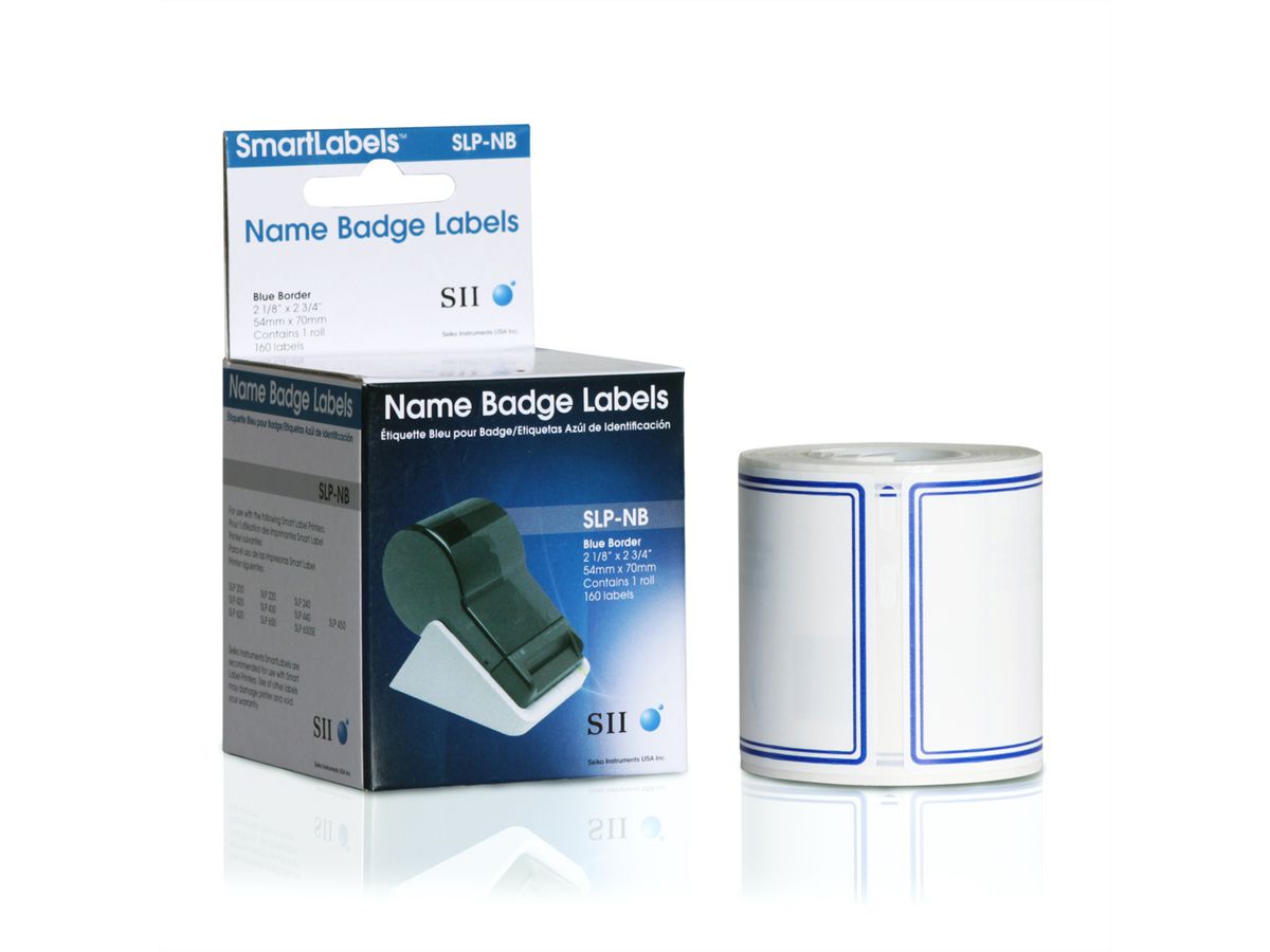 SEIKO SLP-NB Etiquette pour Badge blanche bordure bleue