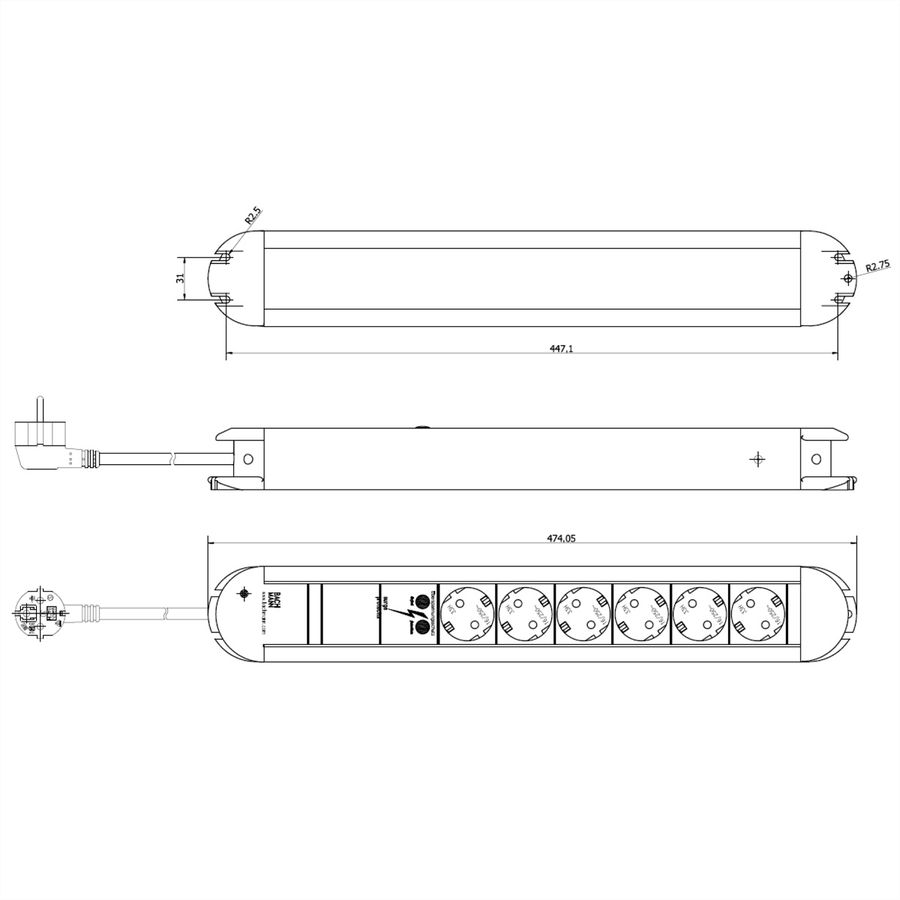 BACHMANN PRIMO 6xCEE7/3 1xSPD courant 2,0m CEE7/7