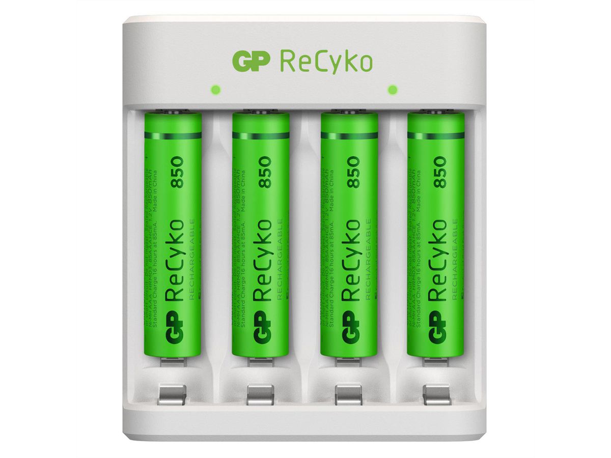 GP Batteries USB-Akku Ladegerät inkl.4xAAA,850mAh,Ladekabel USB-A/Micro