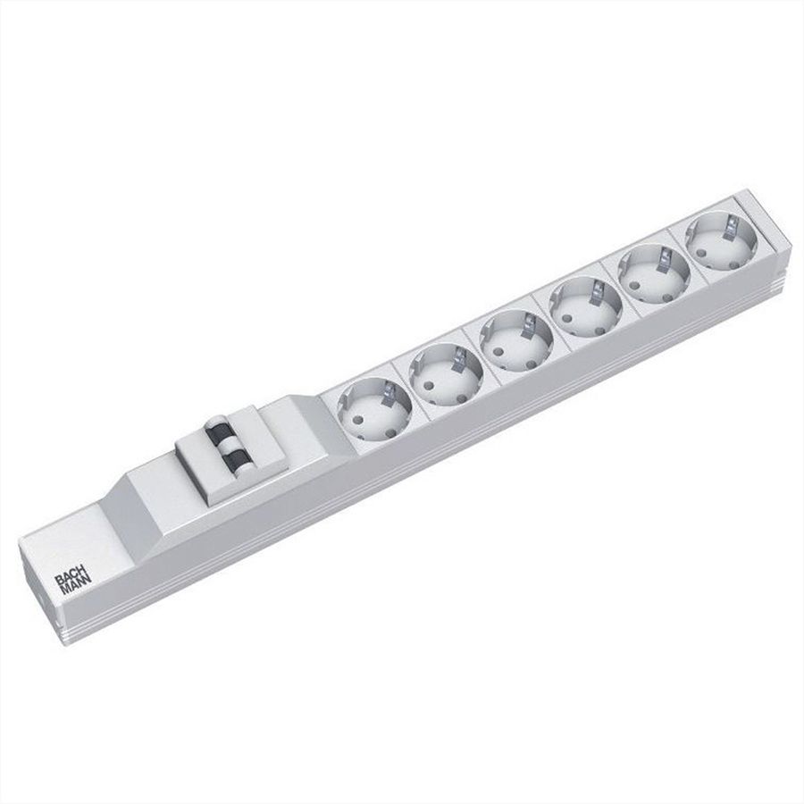 BACHMANN Bâti de prises 19" 6x contact de protection 1x disjoncteur de protection, 2 m