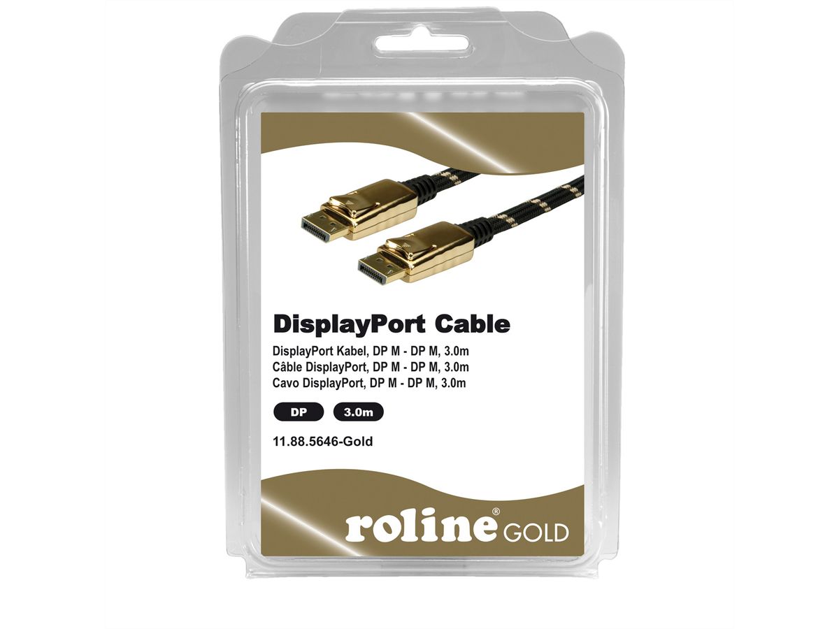 ROLINE GOLD Câble DisplayPort DP M - DP M, Retail Blister, 3 m