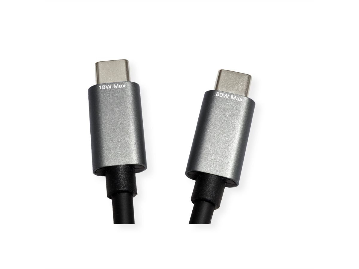 ROLINE Câble de chargement Y - Splitter, Type C vers 2x C, M/M, max. 100W, noir, 1,85 m