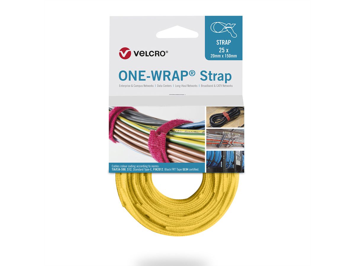 VELCRO® One Wrap® Strap 20mm x 330mm, 25 Stück, gelb
