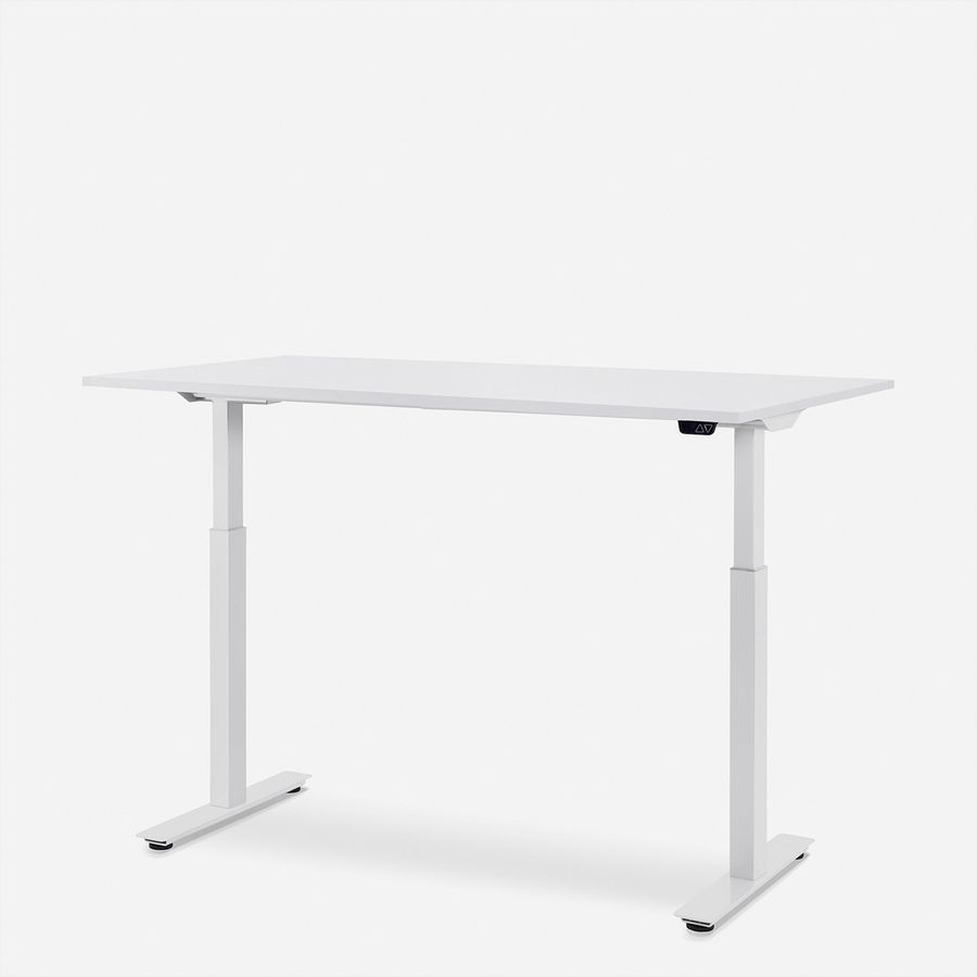 WRK21 Bureau Smart 160 x 80 cm, Hauteur réglable, Blanc uni / Blanc