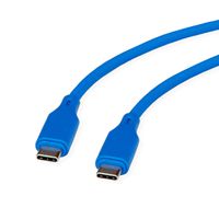 ROLINE Câble USB 2.0, C–C, M/M, silicone, 60W, bleu, 1 m