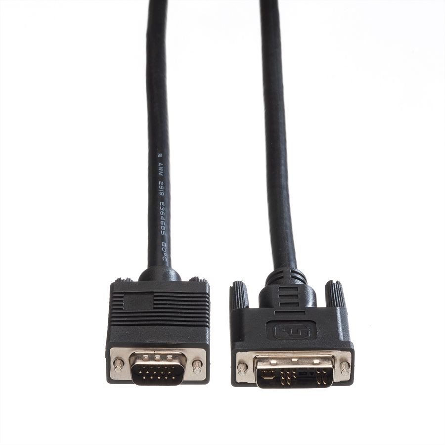 ROLINE DVI-VGA-Kabel, DVI (12+5) ST - HD15 ST, 3 m