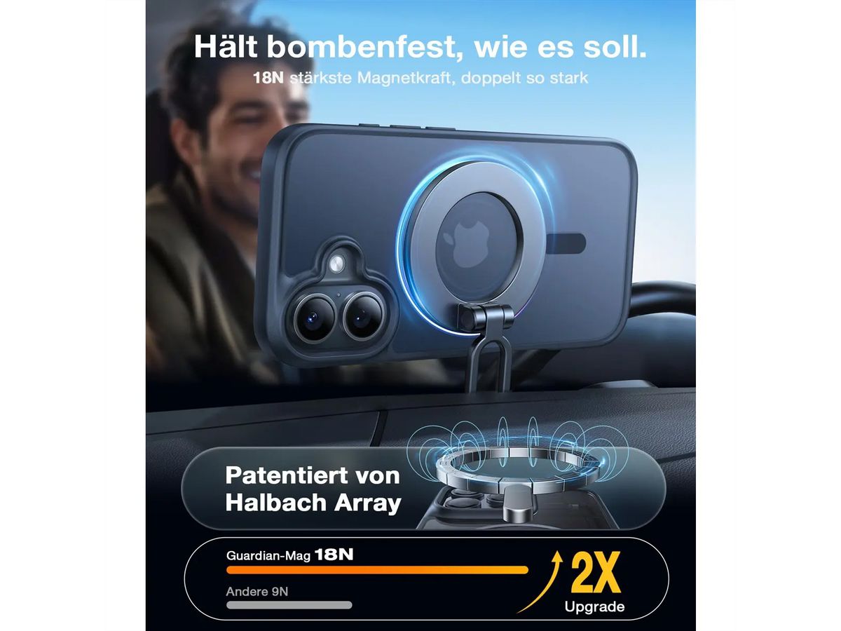 Torras Guardian Schutzhülle, iPhone 16, MagSafe, schwarz