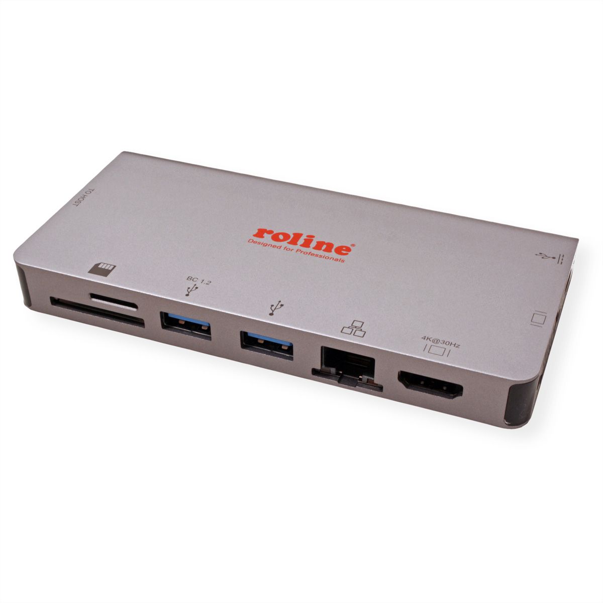 ROLINE Station d'accueil USB type C, HDMI  4K, VGA, 2x USB 3.2 Gen 1, 1x LAN, 1x PD, 1 lecteur de carte
